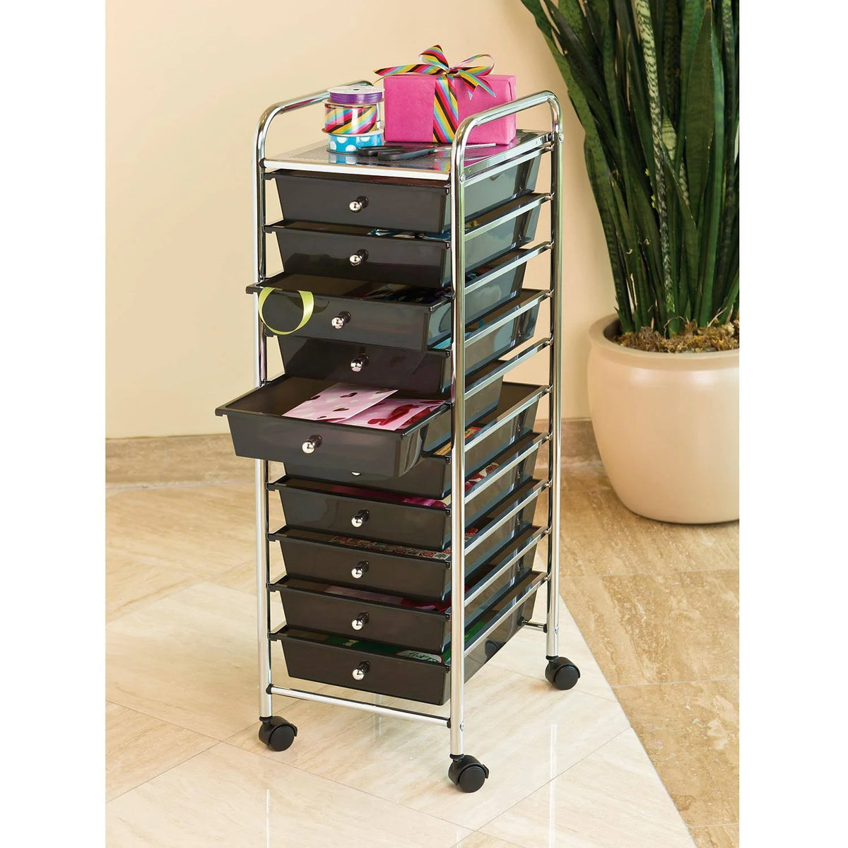 10 Drawer Cart - Black E350