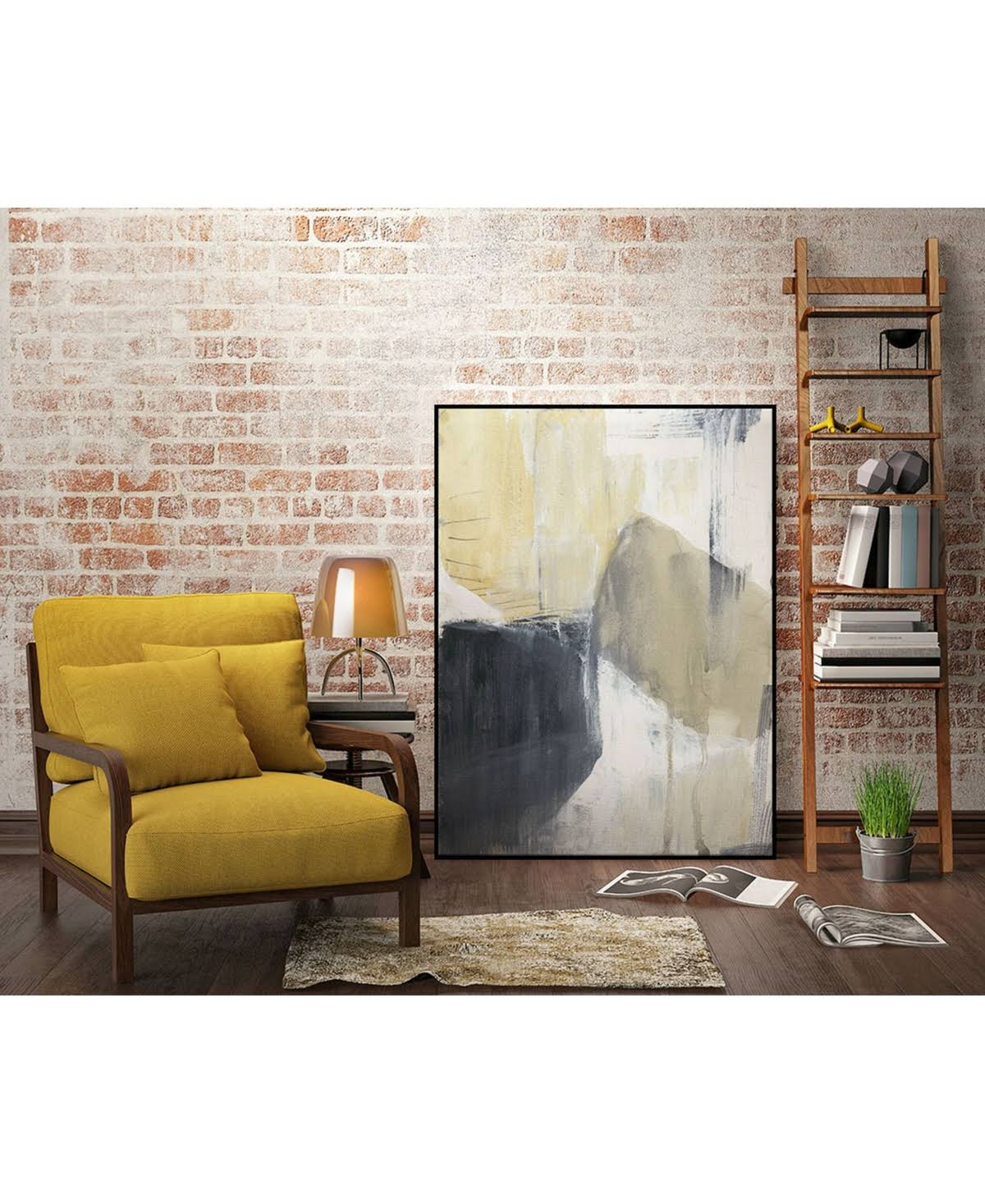 Neutral Divide I Framed Canvas - Brown M314299