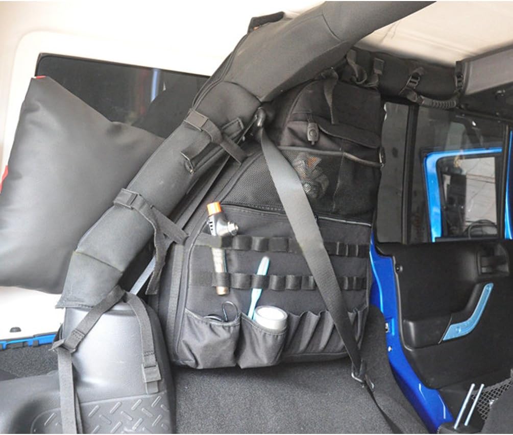 Roll Bar Storage Bag with Multi-Pockets for Jeep Wrangler JKU 4 Doors P953