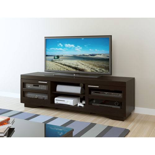 Mocha Black 66-Inch Wood Veneer TV Bench Y36159