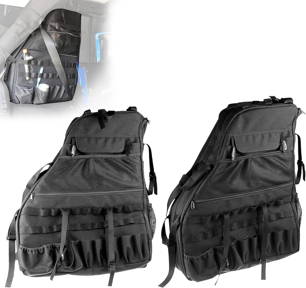 Roll Bar Storage Bag with Multi-Pockets for Jeep Wrangler JKU 4 Doors P953
