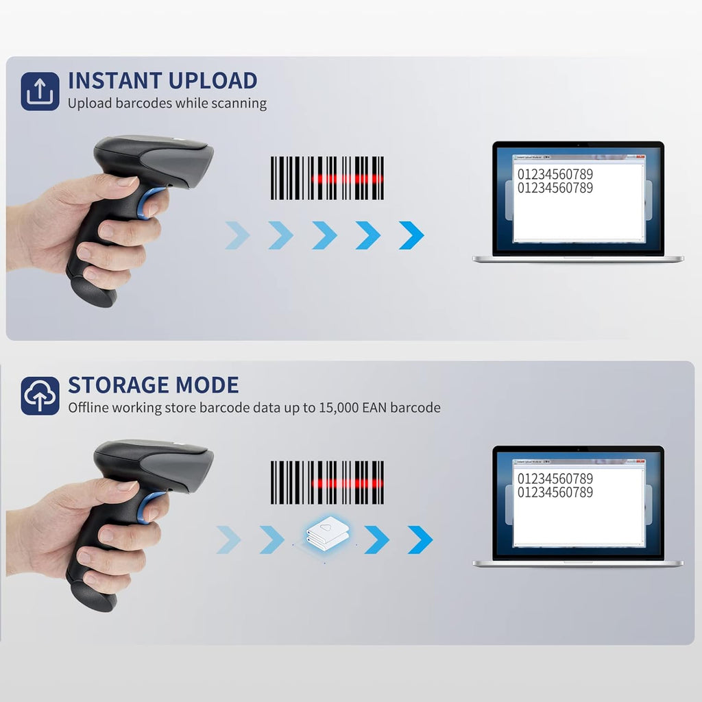 Wireless Barcode Scanner with Stand, CMOS USB POS Scanner for PC Computer Laptop F13468