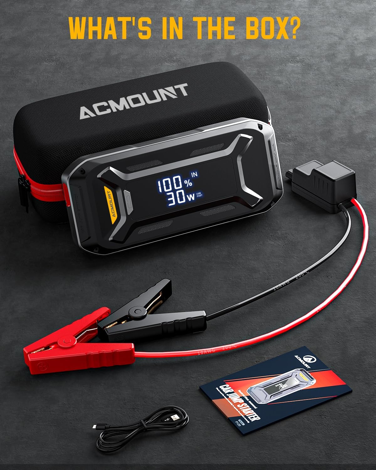 5000A Peak 12V Portable Car Jump Starter with LCD Display O322
