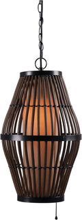 Rattan Finish Pendants with Black Accents Y2249