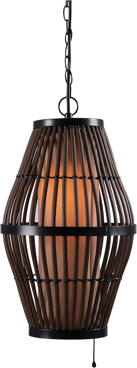 Rattan Finish Pendants with Black Accents Y2249