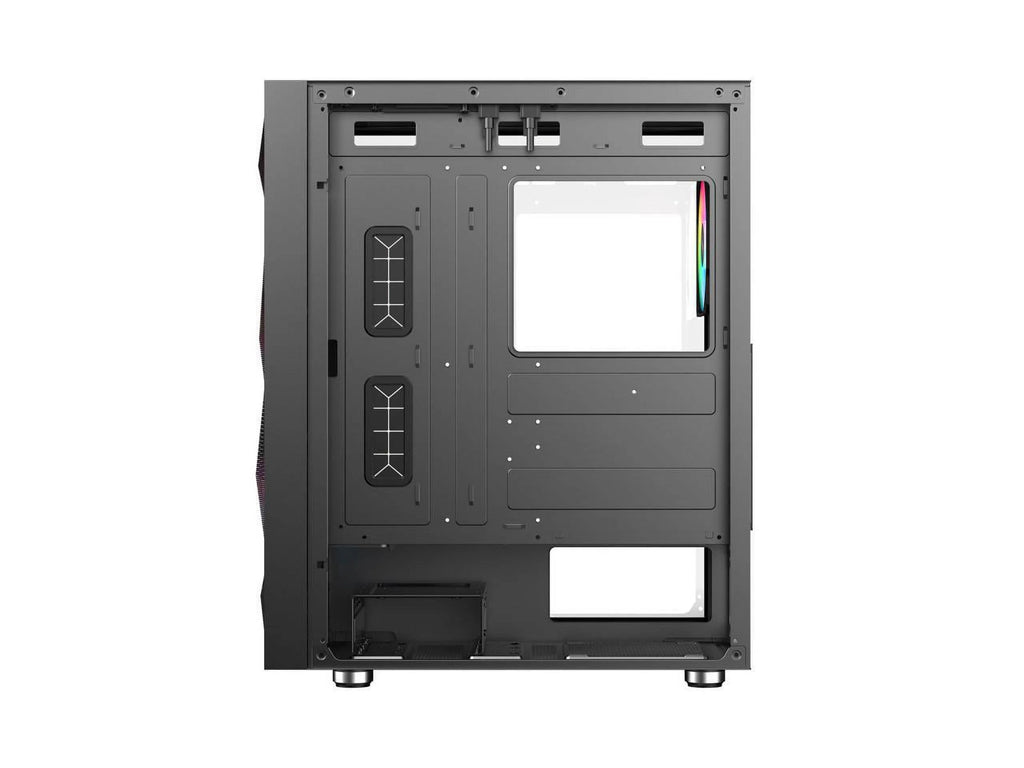 Black ATX Mid Tower Gaming Computer Case with Tempered Glass and 4 ARGB LED Fans T493