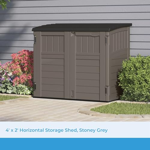 Outdoor Storage Shed, Horizontal, 4' x 2.5', Stoney Grey P261268