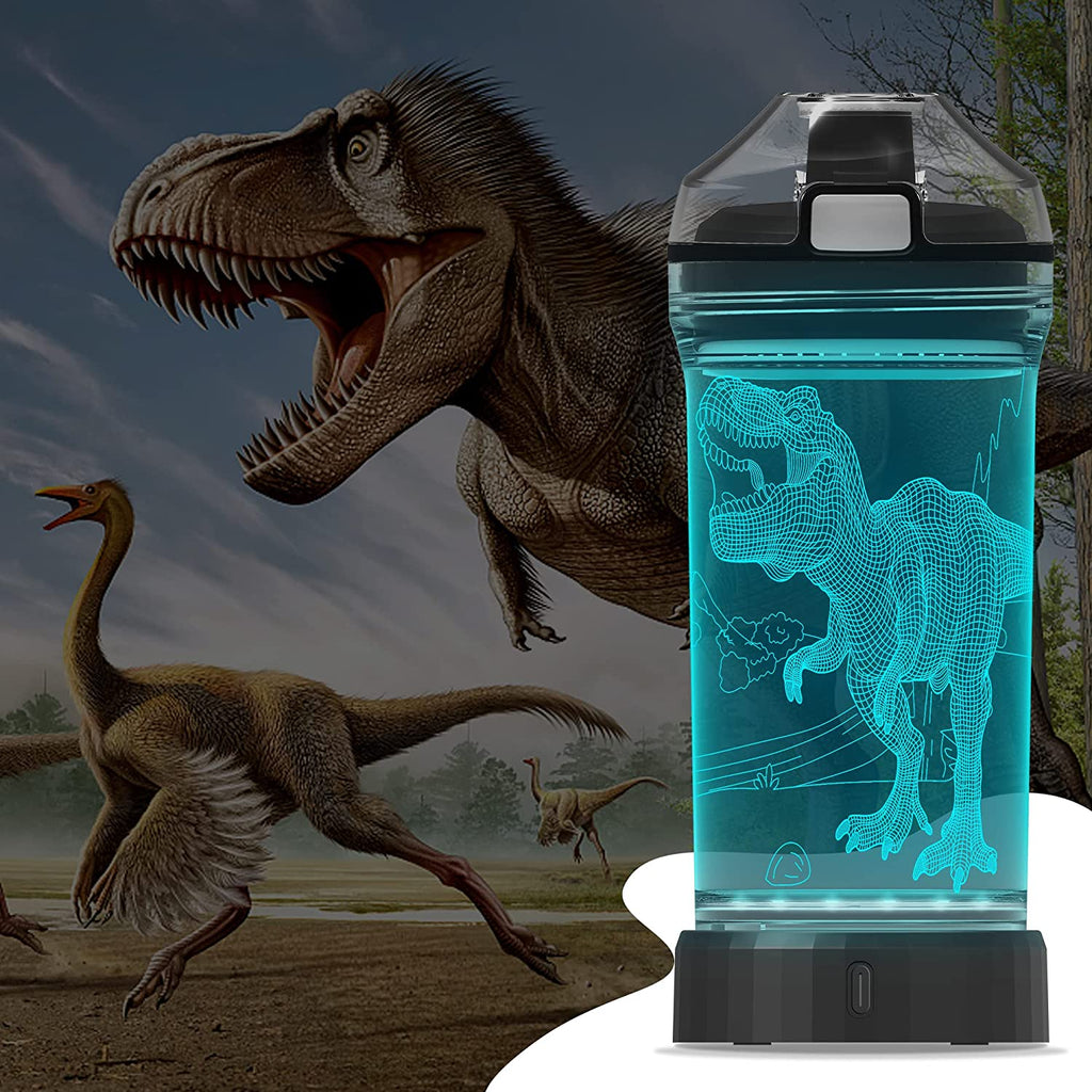 Light Up Kids Water Bottle with 3D Dinosaur Design, 14 OZ Tritan BPA Free V94471