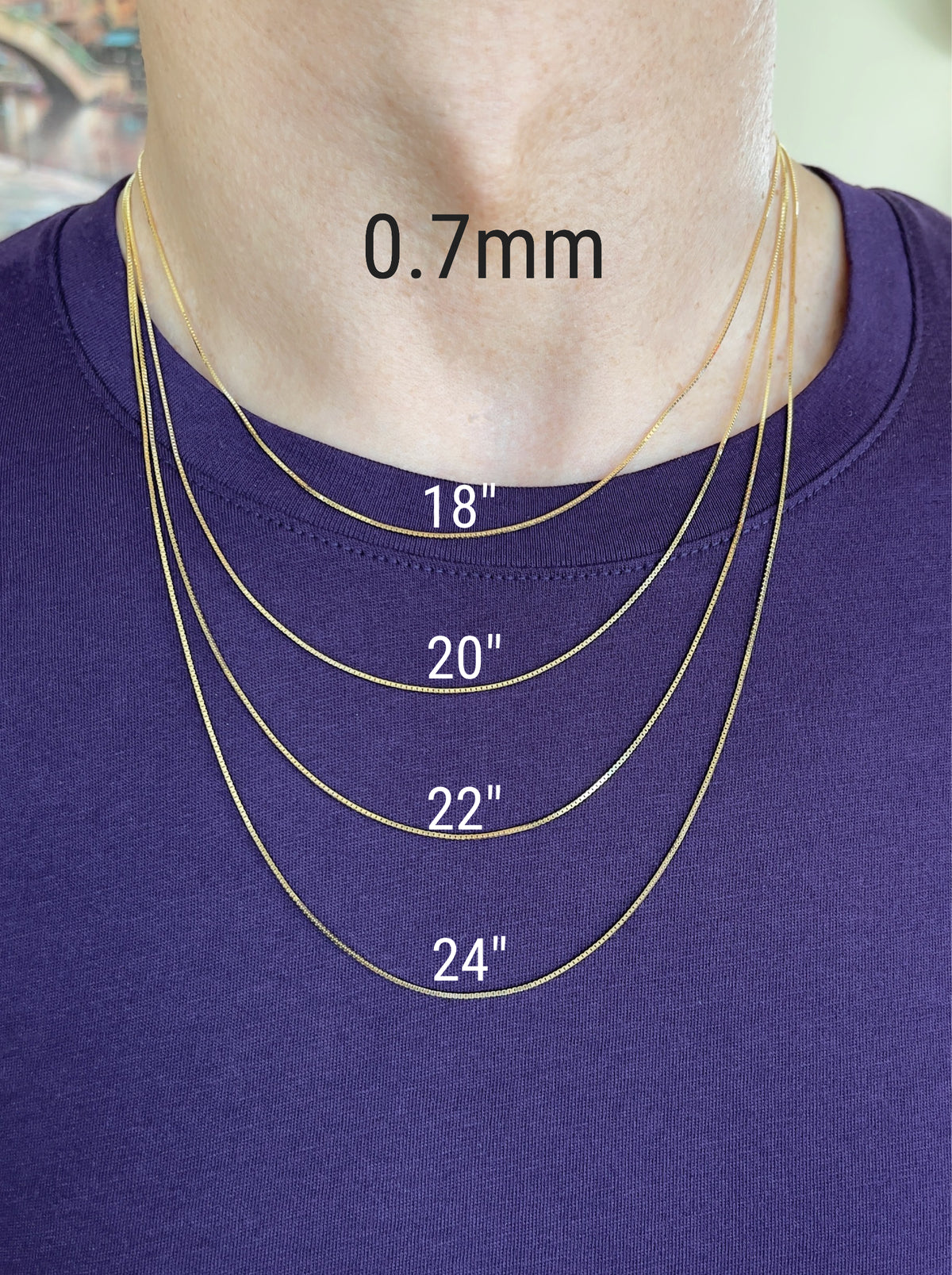 0.7mm 14K Yellow Gold Diamond Cut Box Pendant Chain Necklace 16" 18" 20" 22" 24" E580