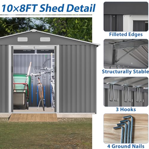 6x4 Ft Outdoor Storage Shed Black J338006
