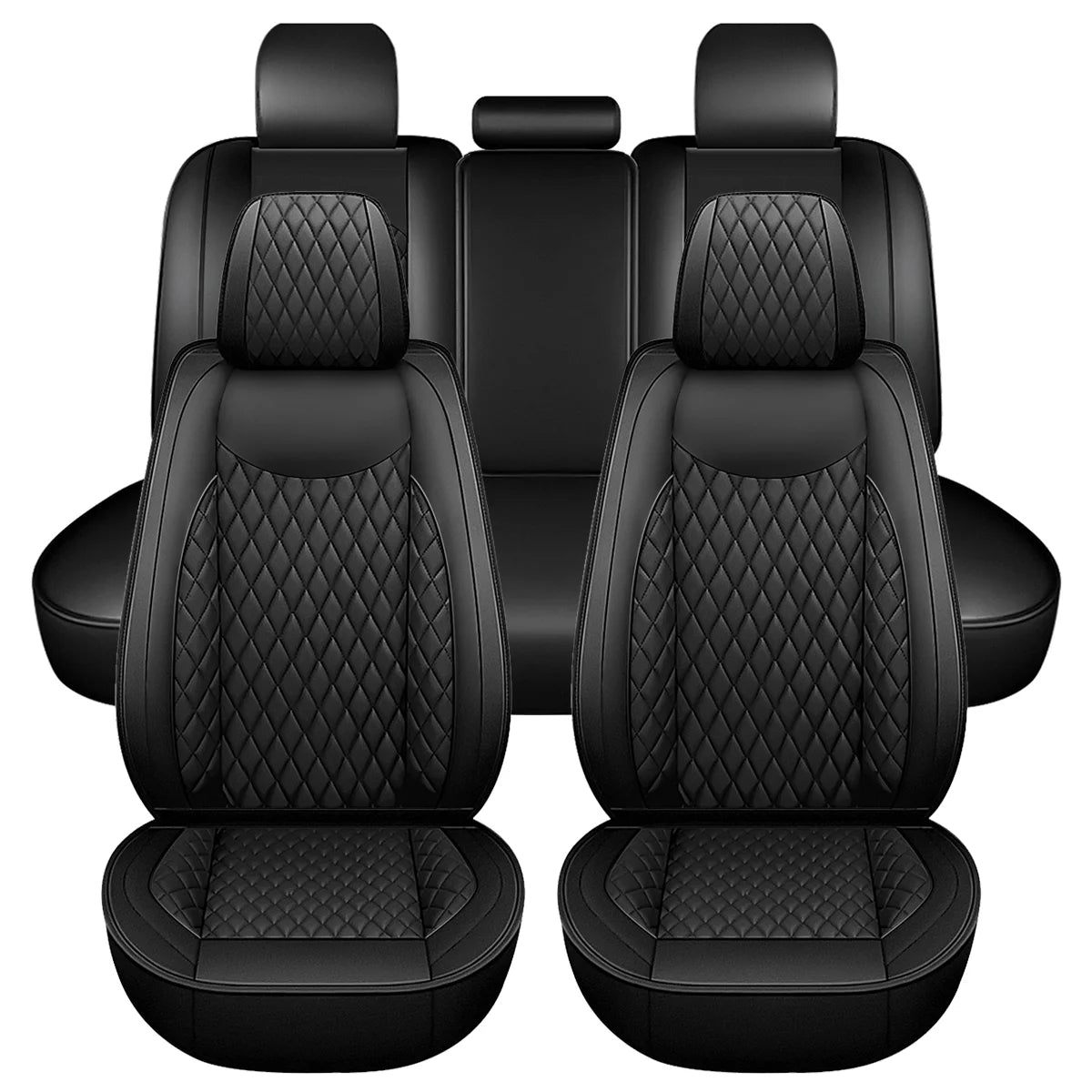 Black Waterproof Leather Full Set Car Seat Cover B9701