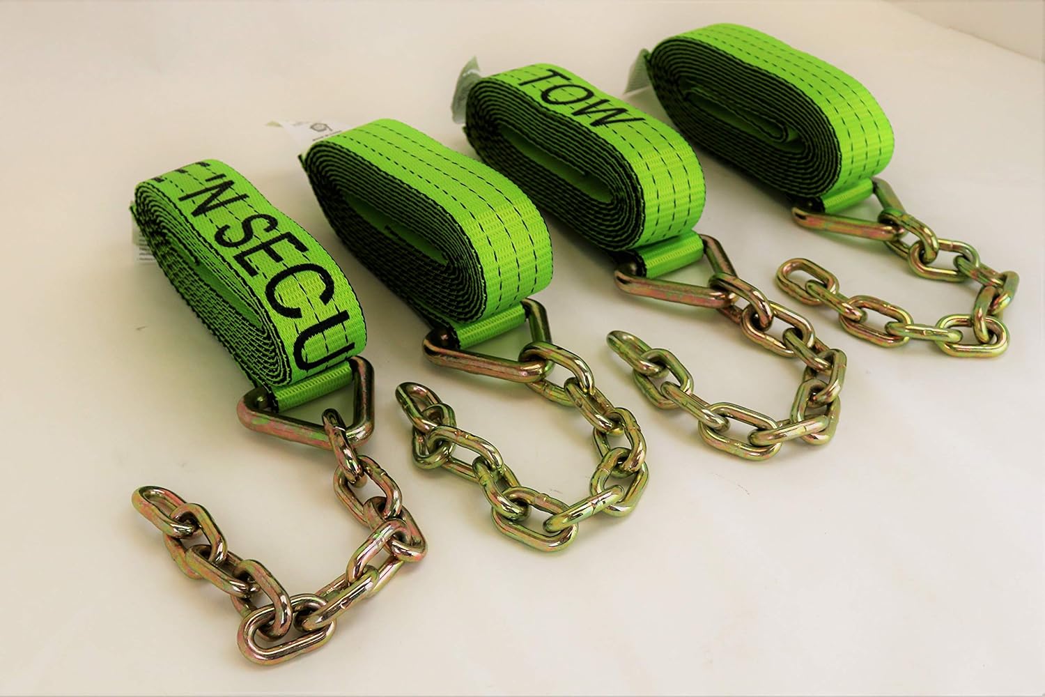 4 Pack 2" X 14' Heavy Duty Strap with 12" Chain Tail A100228