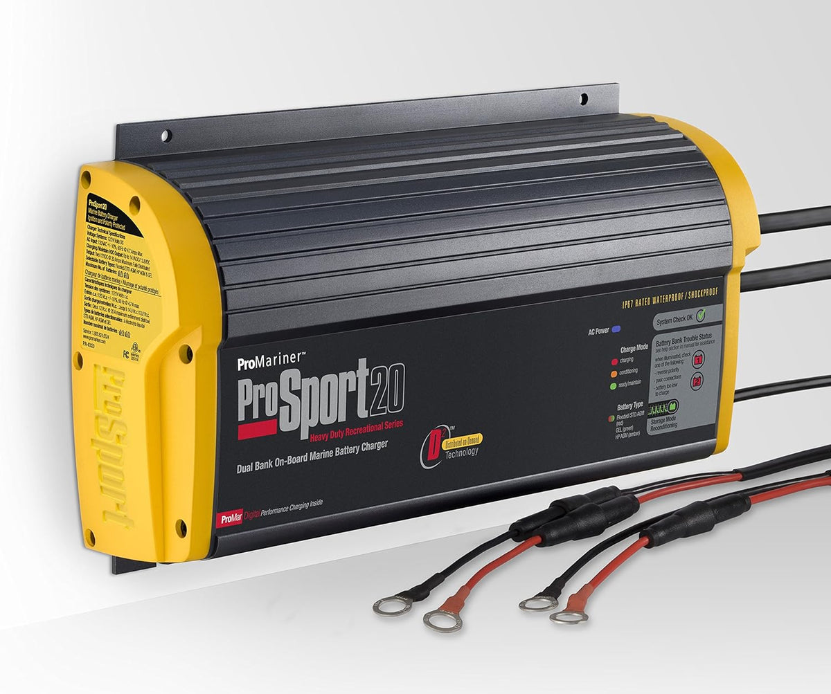 20 Amp 12/24 Volt 2 Bank Waterproof Marine Battery Charger D509788