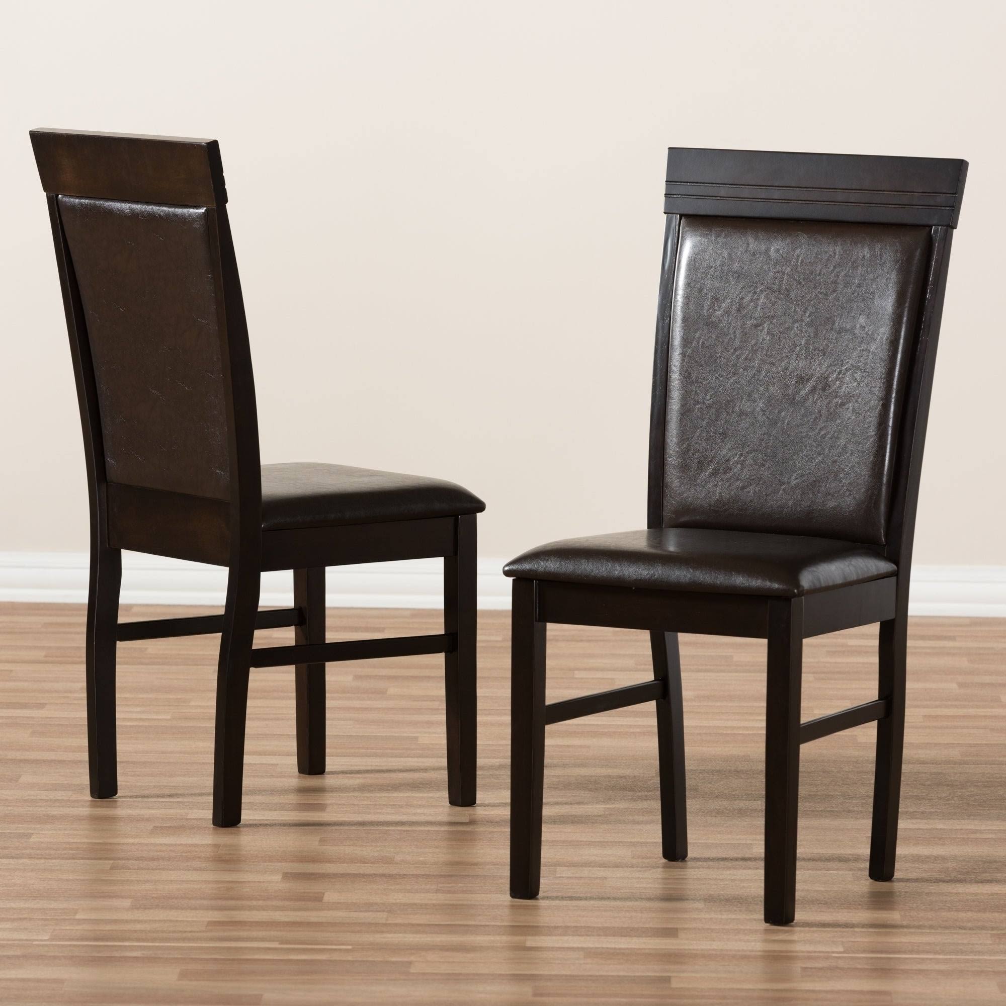 Dark Brown Faux Leather Dining Chair Set B33103