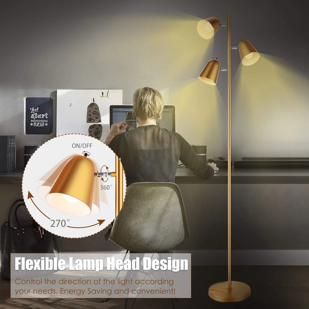 3 LED Bulb Tree Floor Lamp with 360° Adjustable Rotating Shades K62714