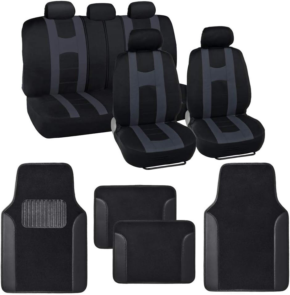 Light Gray Full Set Seat Covers with Car Floor Mats K2166