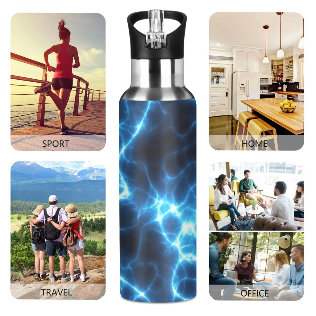 Dark Blue 20 OZ Stainless Steel Vacuum Insulated Water Bottle with Straw Lid G648739