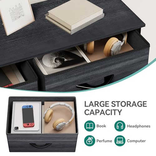 10 Drawer Fabric Storage Dresser with Steel Frame and Wooden Top W6722