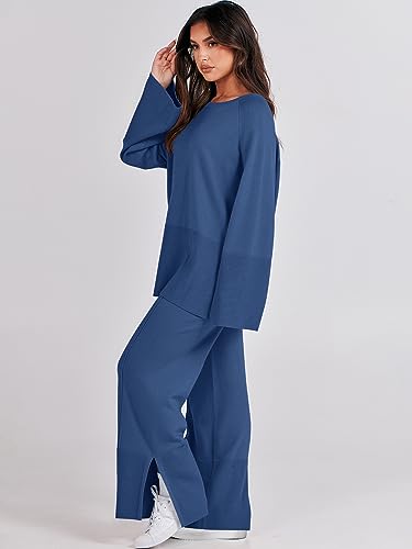 Oversized Knit Sweater Set Wide Leg Pant S148
