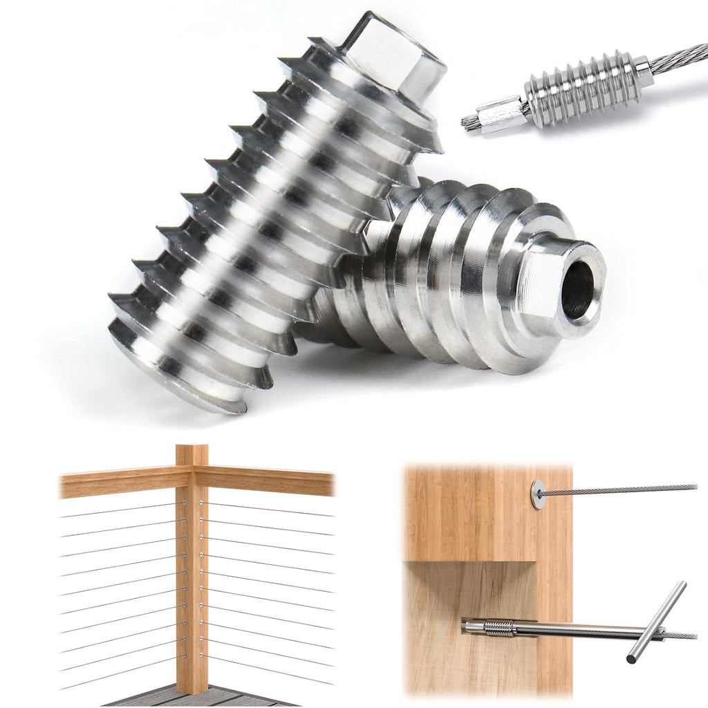 20Pack 1/8" Invisible Cable Railing Kit T316 Stainless Steel for Wood Posts Deck Stairs G3041