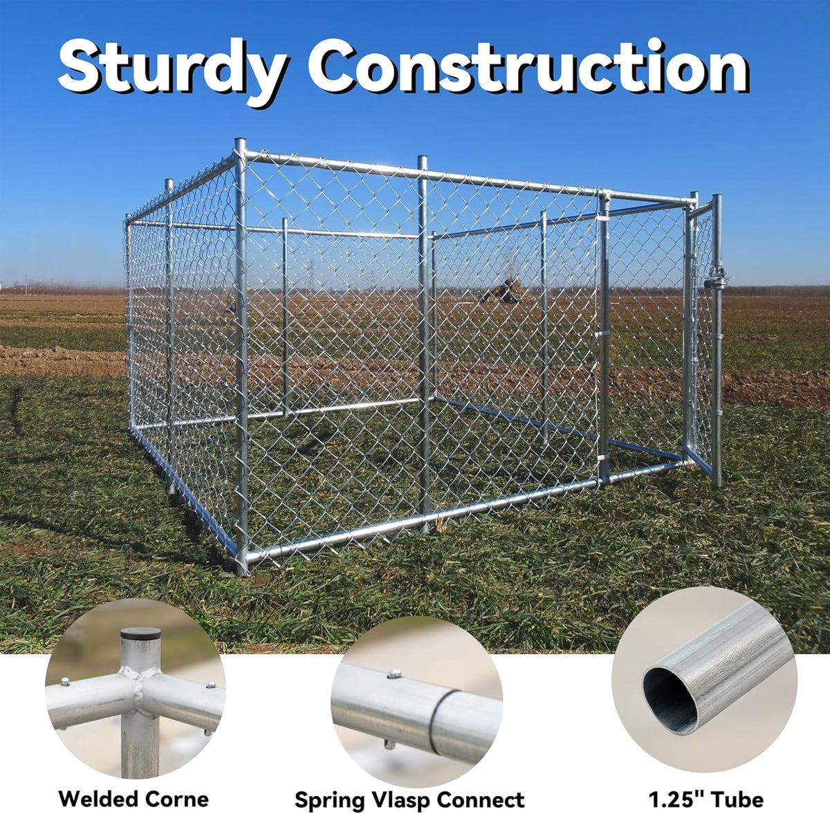 Large Dog Kennel Outdoor Heavy Duty Galvanized Chain Link Metal Dog Pen Enclosure L280
