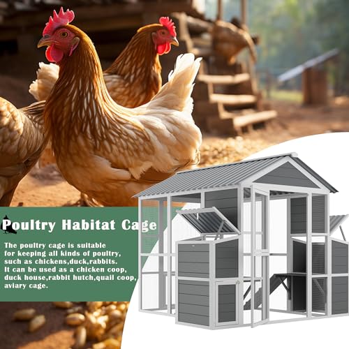 Large Wooden Chicken Coop with 2 Nesting Boxes and Ramp (80"×82"×69") M39237