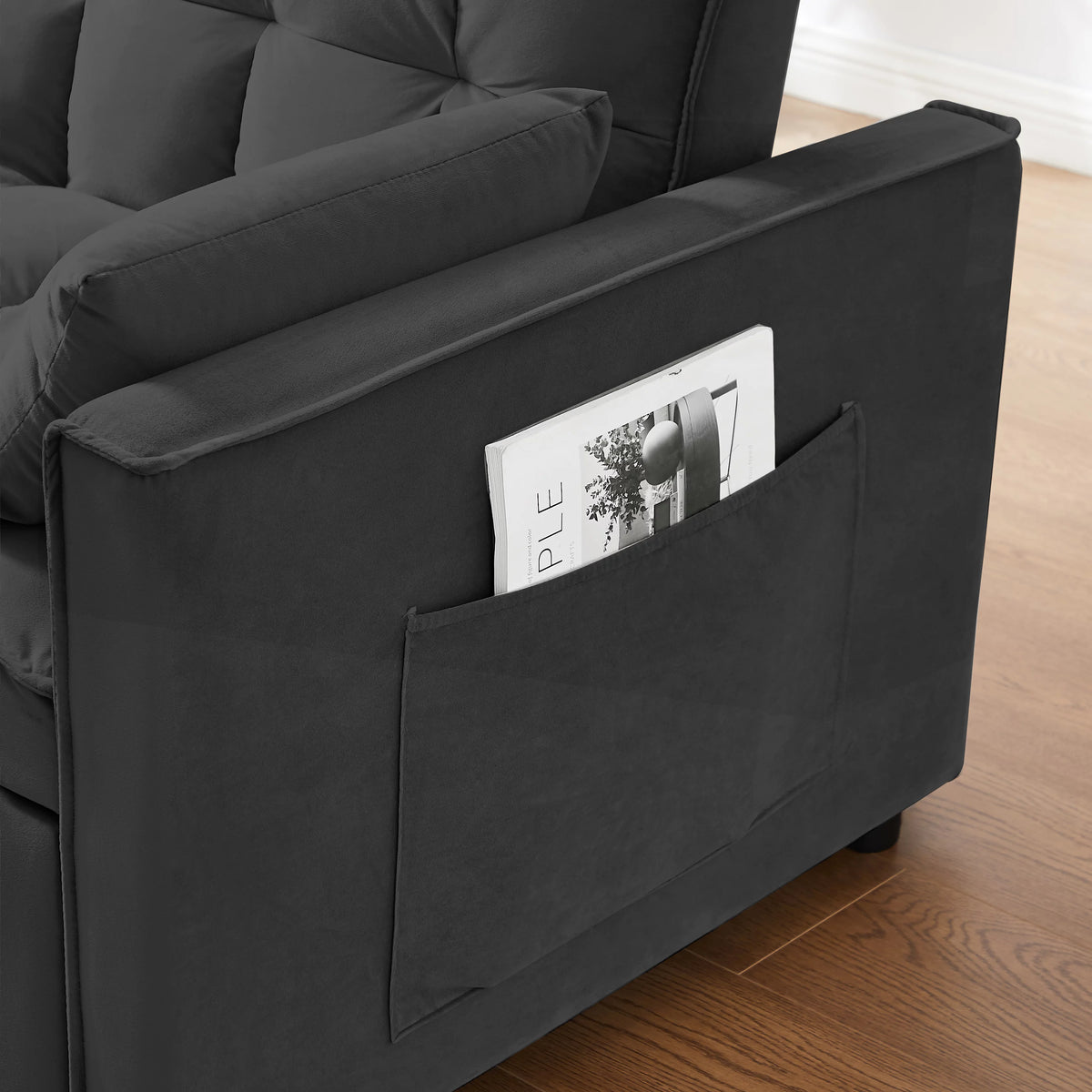 Modern Velvet Convertible Sofa Bed X64961