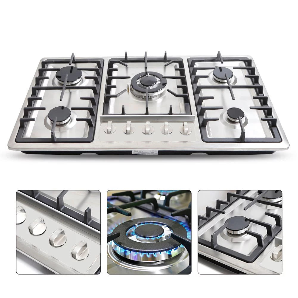 Stainless Steel 5 Burner Gas Cooktop D5744