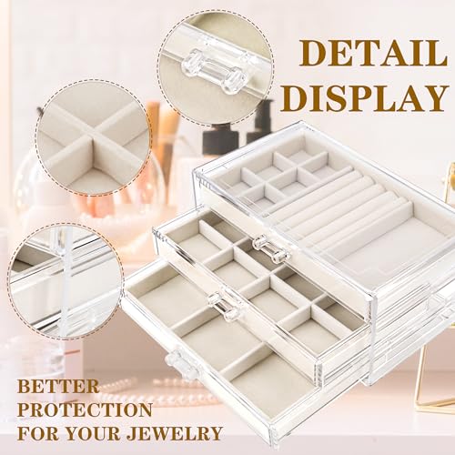 Grey Acrylic Jewelry Organizer with 5 Drawers Q332