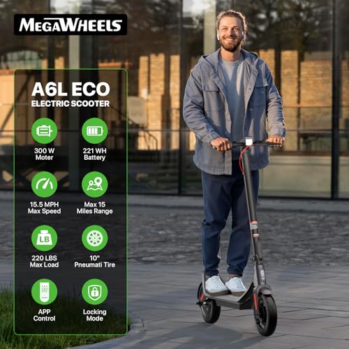 Electric Scooter, 350W, 10in Pneumatic Tires, 10.2AH Battery, 19 Miles Range, 15.5 mph Speed, UL2272 A798