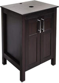 Dark Coffee 24 Inches Single Bathroom Vanity with 2-Door Cabinet and Tempered Glass Sink Top Q1186