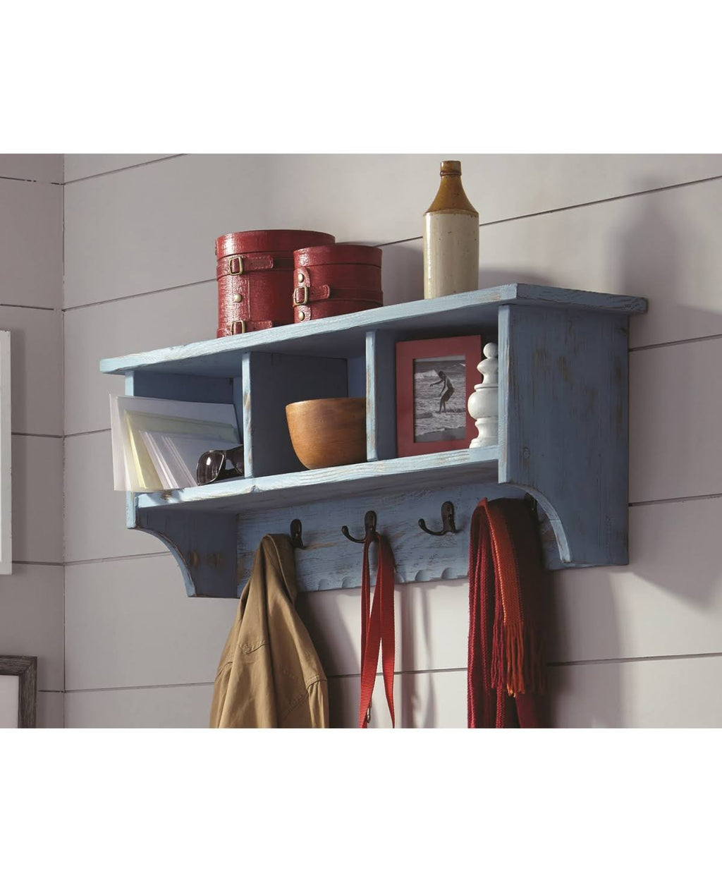 Blue Coat Hook with Storage Cubbies W502