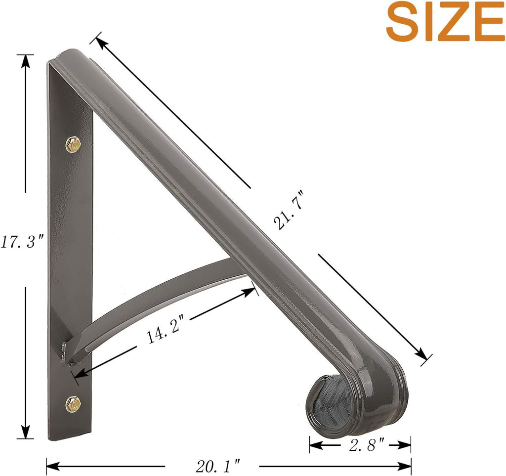 Black Metal Wrought Iron Handrail for Steps, Pack of 2 G727221