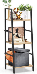 5-Tier Rustic Wood and Metal Ladder Shelf Bookcase O925