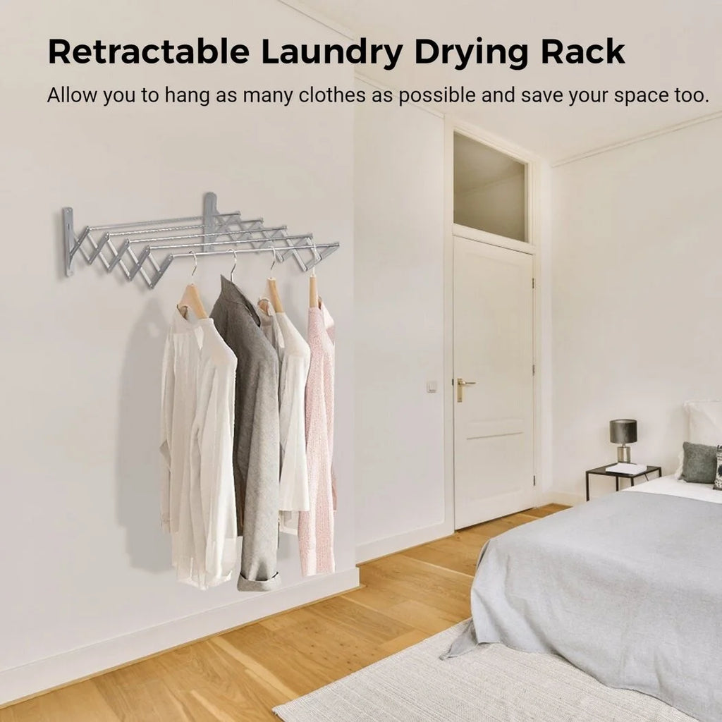 Wall Mounted Extendable Stainless Steel Clothes Drying Rack V2847