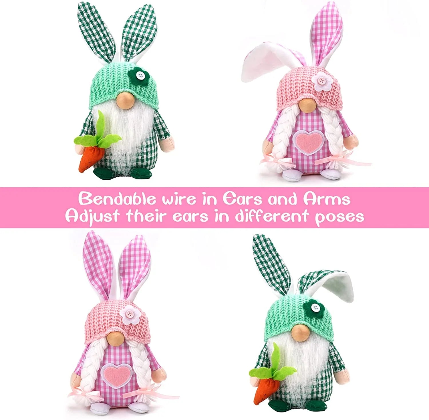 Easter Gnomes Decorations, 2 Pack Plush Gnome House Decor W646647
