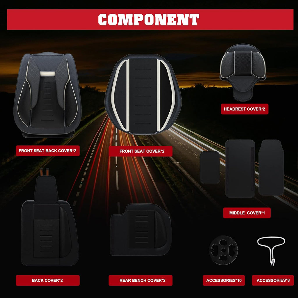 5PCS Water Proof Nappa Leather Car Seat Covers O310