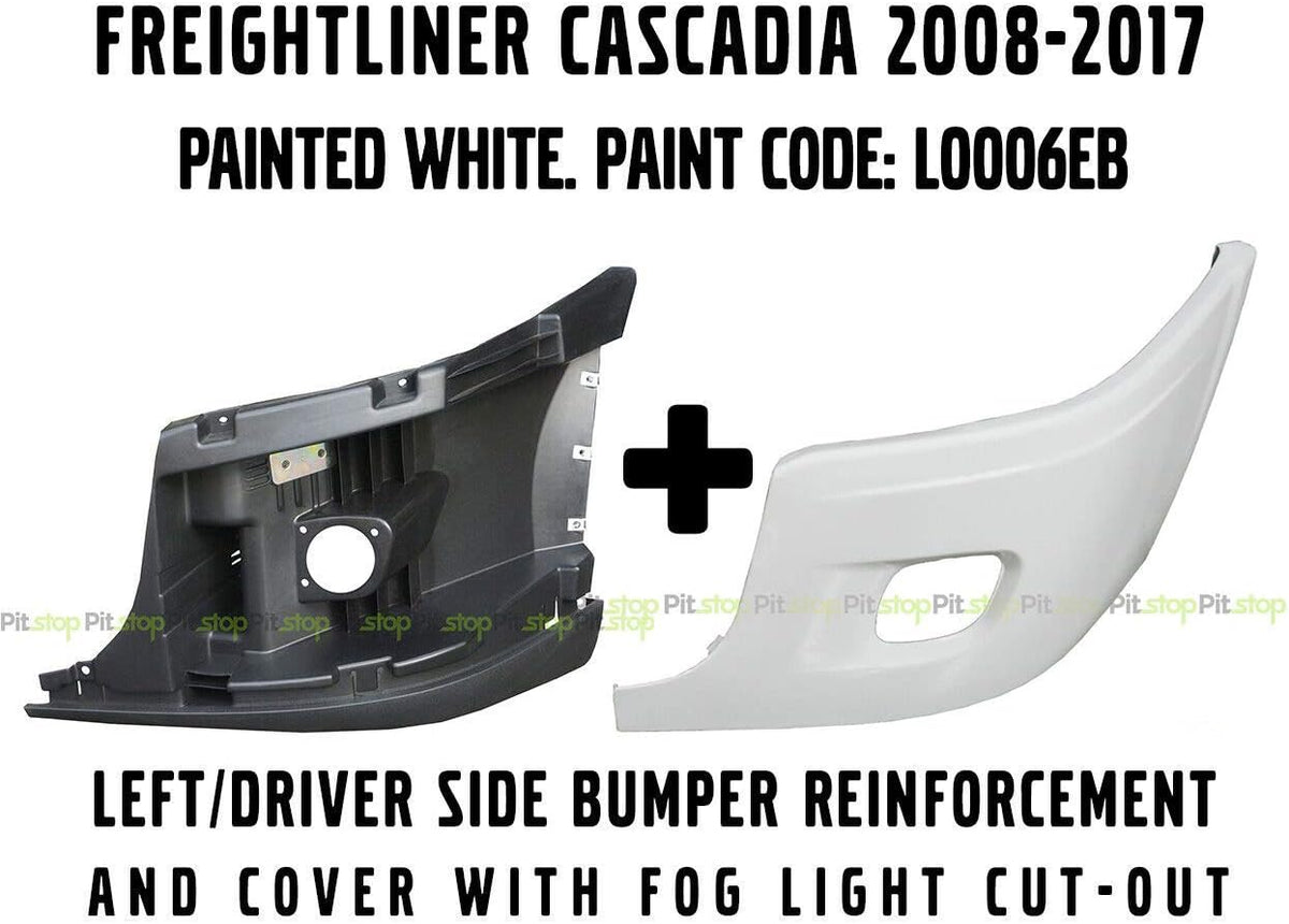 White Painted Bumper Left Side Reinforcement & Cover With Cut-Out E3755