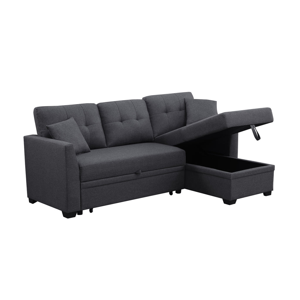 Dark Gray Sleeper Sofa with Chaise Storage L559757
