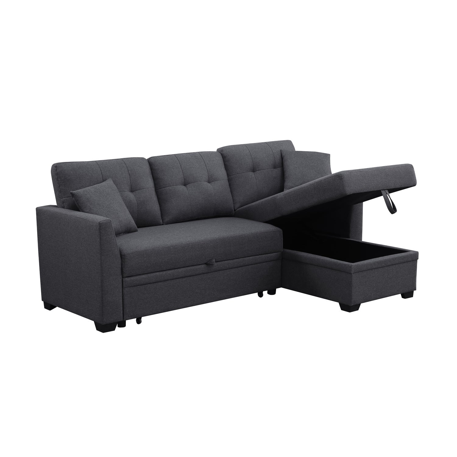 Dark Gray Sleeper Sofa with Chaise Storage L559757