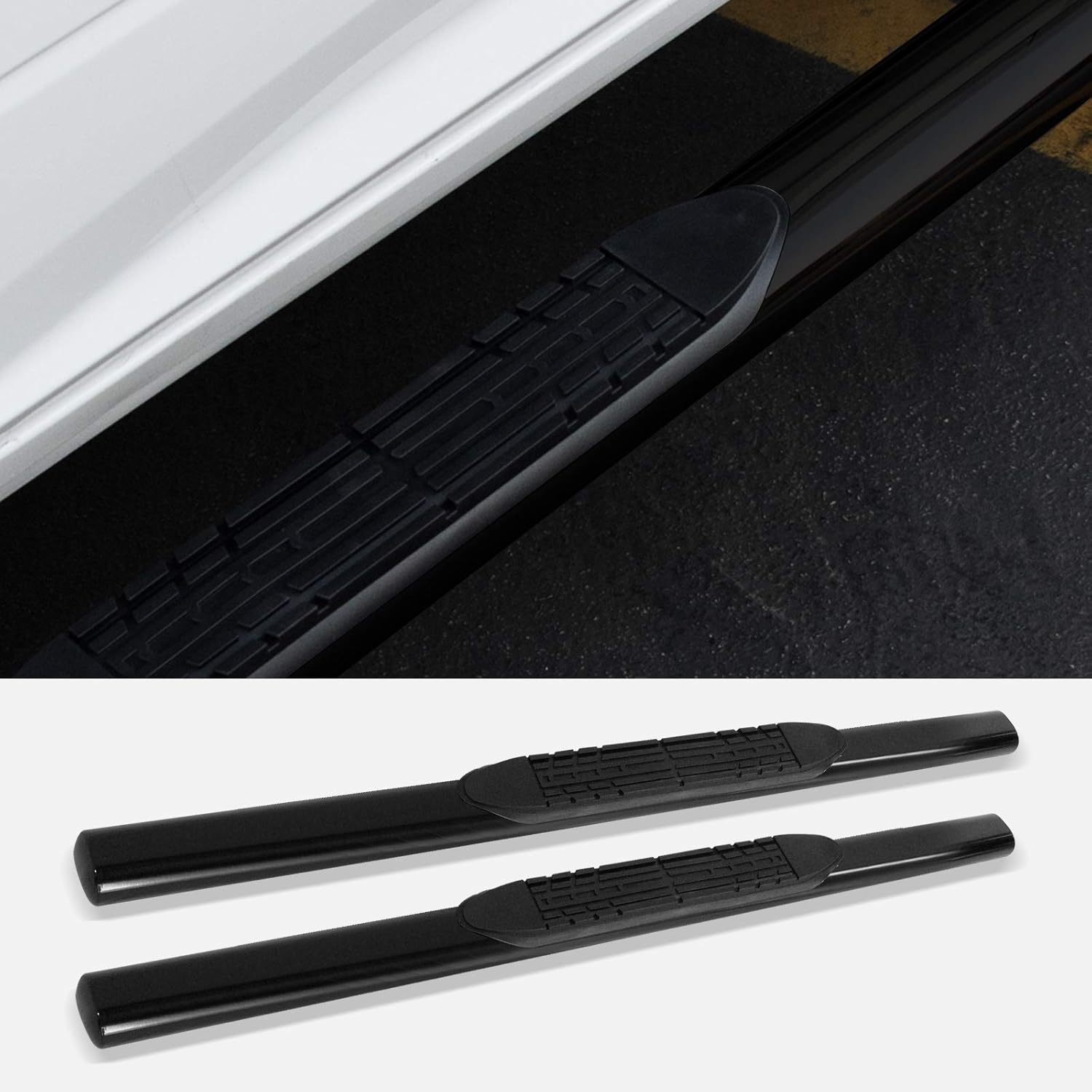 4 Oval Side Step Nerf Bars Black A9700