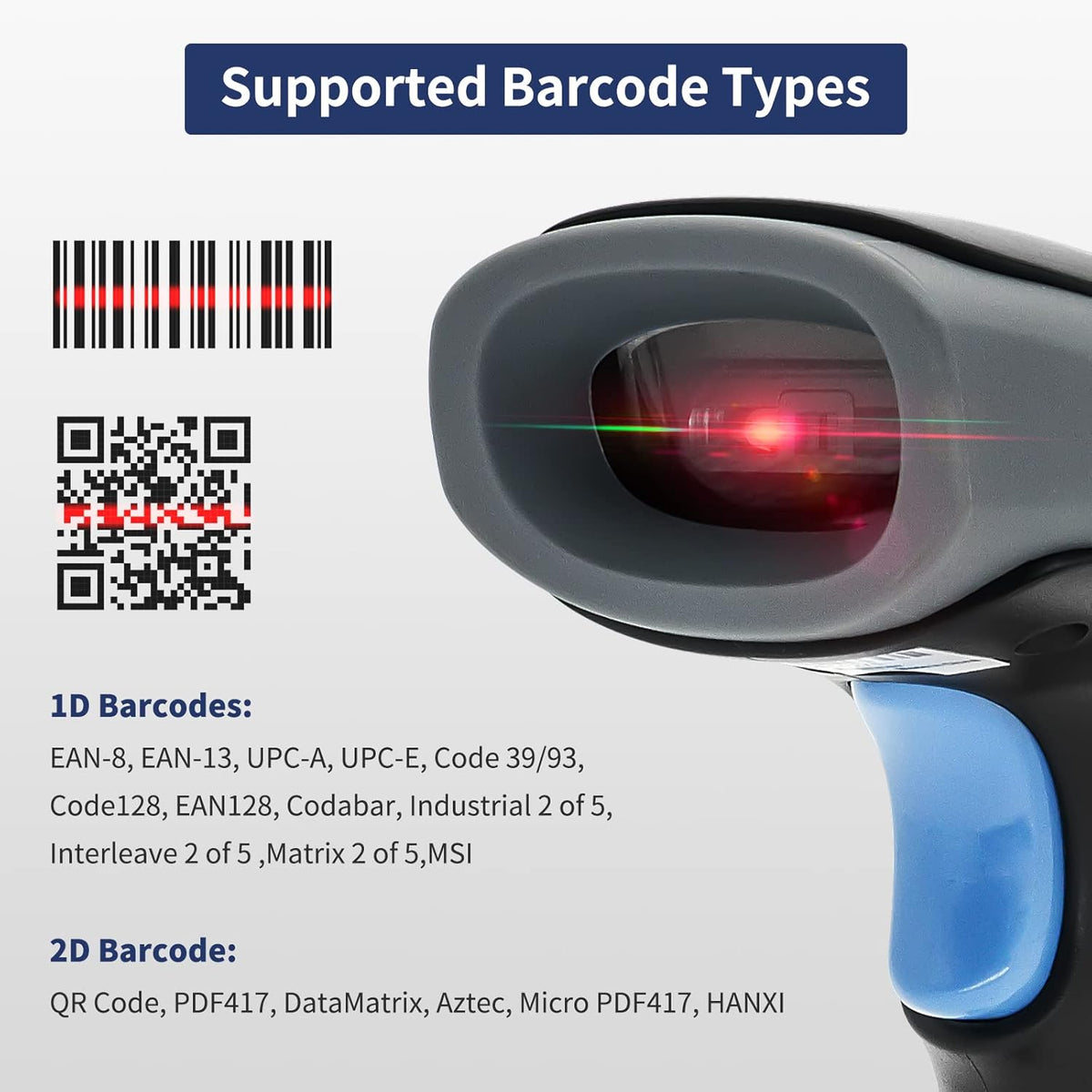 Wireless Barcode Scanner with Stand, CMOS USB POS Scanner for PC Computer Laptop F13468