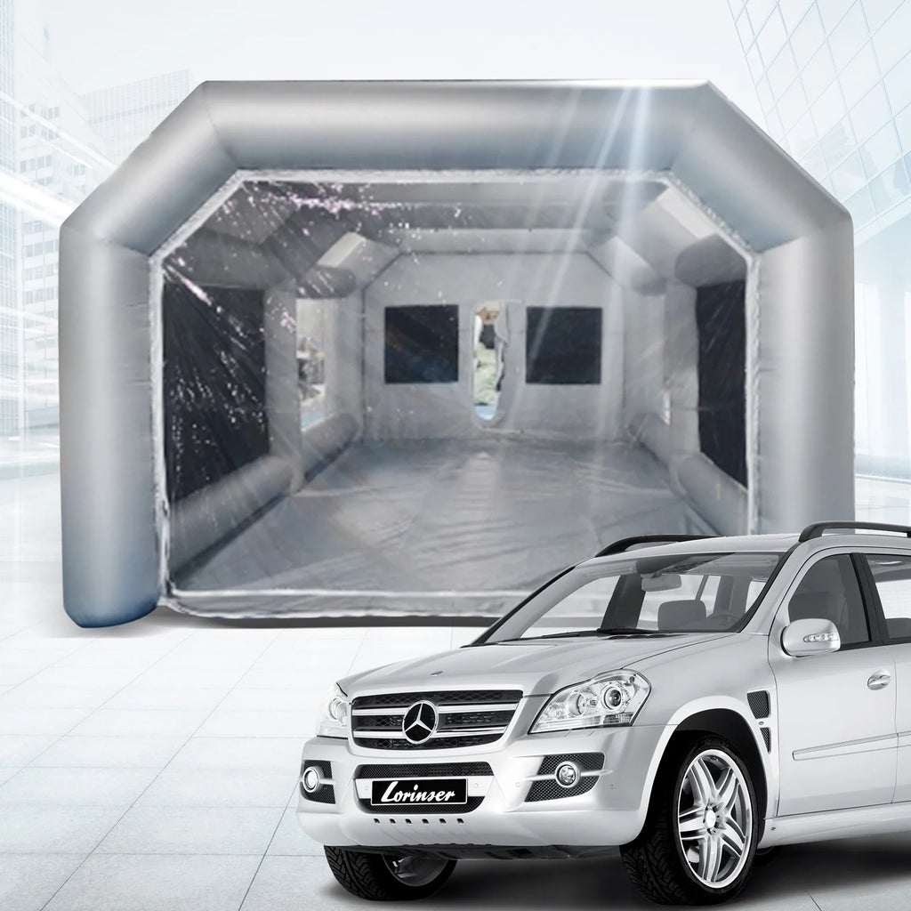 Portable Inflatable Spray Paint Booth Tent Car Workstation with Two Air Filter Nets 28 * 15 * 10Ft D5659