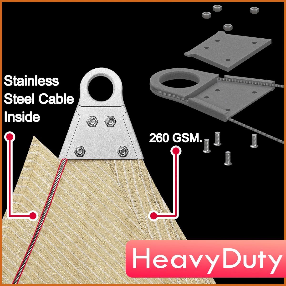 Beige Square Sun Shade Sail Canopy P639139
