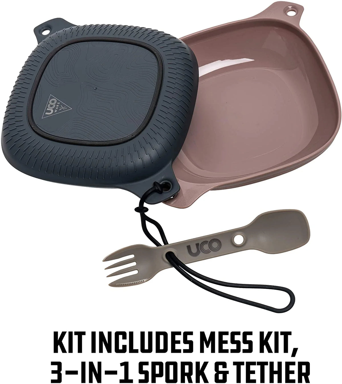 4-Piece Camping Mess Kit with Bowl, Plate and 3-in-1 Spork Utensil Set N9084