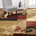 Contemporary Scroll Area Rug, Brown/Red, 5'3"x7'2" N777
