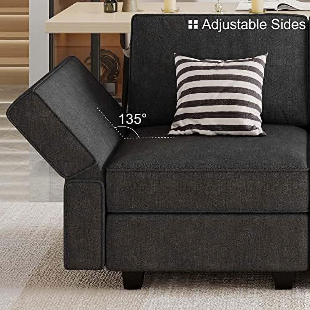 Black Fabric Modular Sectional Sofa with Ottoman V801181