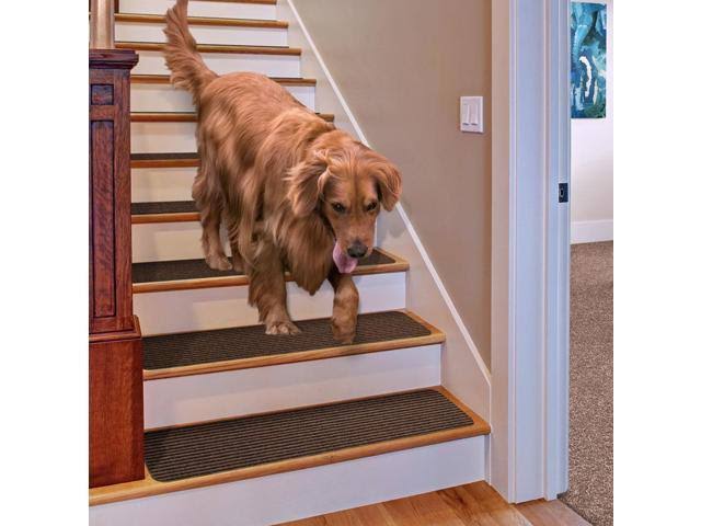 Set of 15 Skid-Resistant Carpet Stair Treads Bittersweet Brown 8 Inches x 23.5 Inches L2017