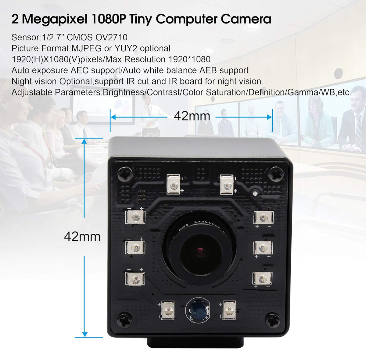 100fps Night Vision USB Camera 1080P Webcam with IR Cut and 3.6mm Lens W55155