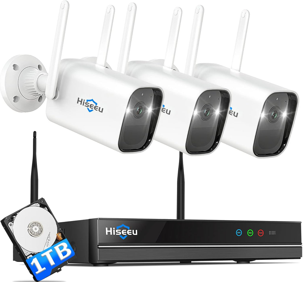 Wire-Free 3-Cam Battery Powered Wireless Security Camera System, 2K HD, Color Night Vision, 2-Way Audio, Waterproof U65295